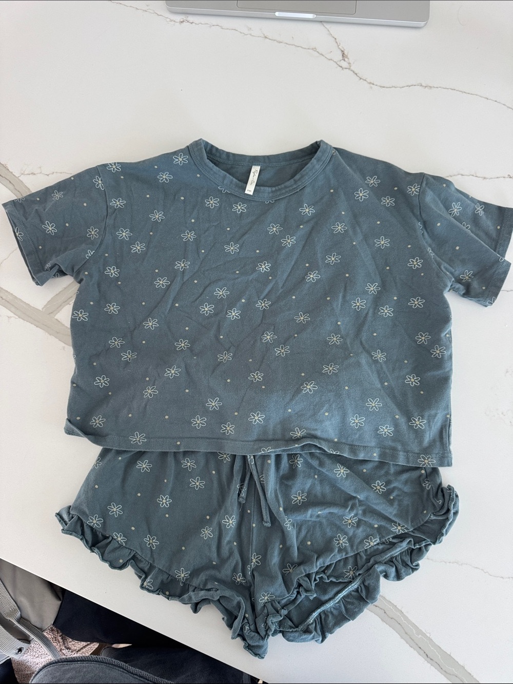 Rylee + Cru Kids Two-Piece Floral Lounge Set - Dusty Blue